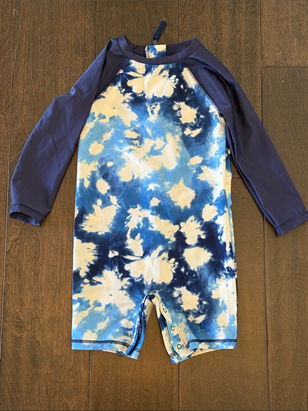 Cat and Jack Kids Rare Blue Tie-Dye Long Sleeve Rashguard Swim Sunsuit